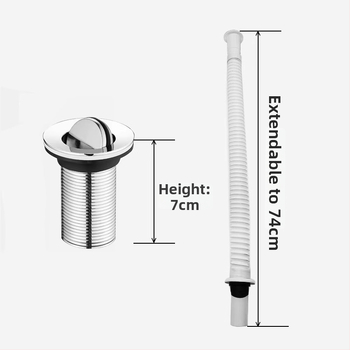 Дренажен маркуч за мивка – Danle модел 424, от неръждаема стомана и пластмаса, тип издърпване, разтегателен, двуглавен вход за вода