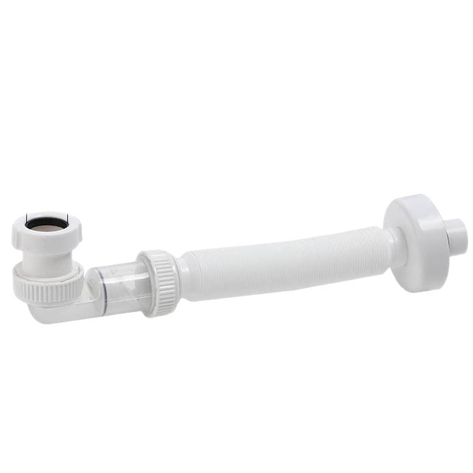 Дренажен маркуч за мивка – Danle модел 424, от неръждаема стомана и пластмаса, тип издърпване, разтегателен, двуглавен вход за вода