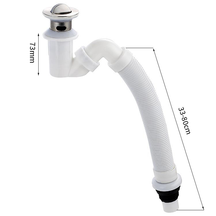 Дренажен маркуч за мивка – Danle модел 424, от неръждаема стомана и пластмаса, тип издърпване, разтегателен, двуглавен вход за вода