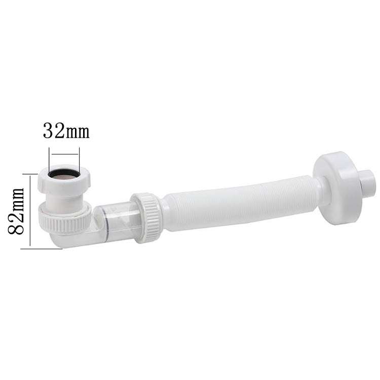 Дренажен маркуч за мивка – Danle модел 424, от неръждаема стомана и пластмаса, тип издърпване, разтегателен, двуглавен вход за вода