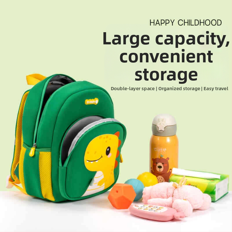 Detský batoh s dinosaurom do škôlky – ultra ľahký, priedušný, proti krádeži, s motívom malého dinosaura, zakrivené ramenné popruhy