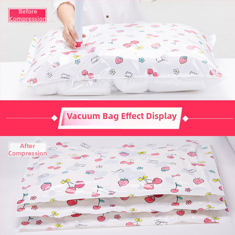 Jiajiale vakuová kompresná taška, PET+PE, Jac-9401, Girl Series Cherry, na prikrývky a oblečenie