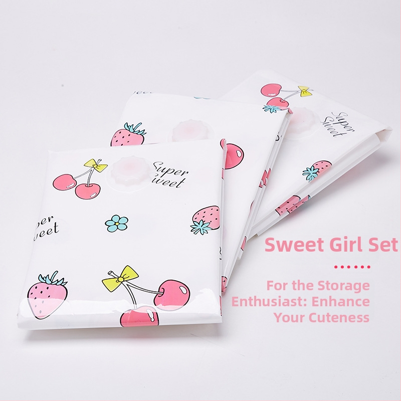 Jiajiale vakuová kompresná taška, PET+PE, Jac-9401, Girl Series Cherry, na prikrývky a oblečenie