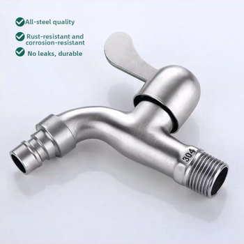 Nástený kohútik z nehrdzavejúcej ocele 304, Leverton 14572 – brúsený povrch, montáž do steny, 0–90°C, tlak 0,8 MPa, priemer sedadla 20 mm