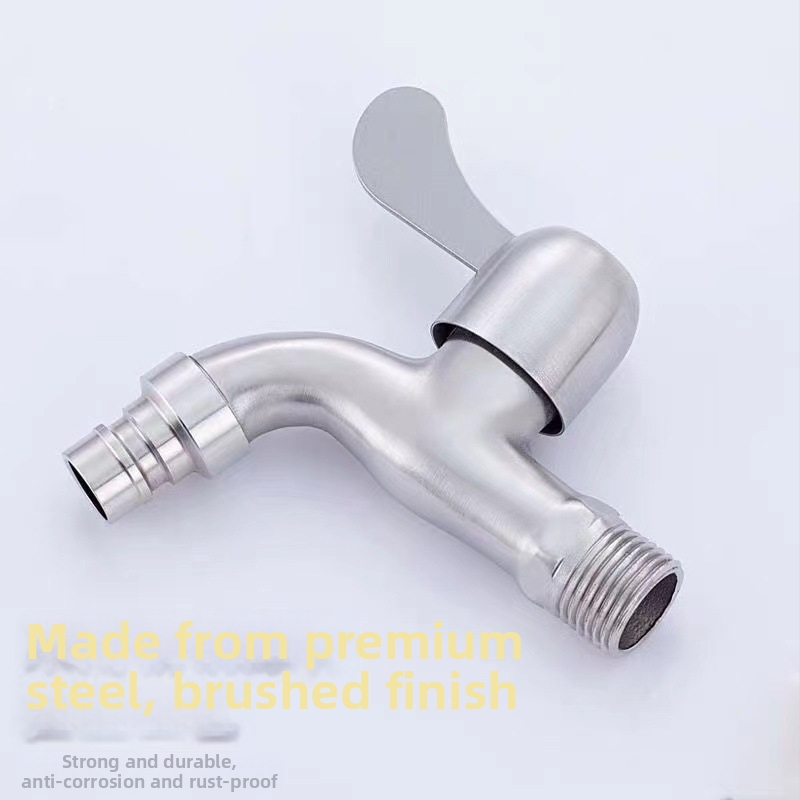 Nástený kohútik z nehrdzavejúcej ocele 304, Leverton 14572 – brúsený povrch, montáž do steny, 0–90°C, tlak 0,8 MPa, priemer sedadla 20 mm