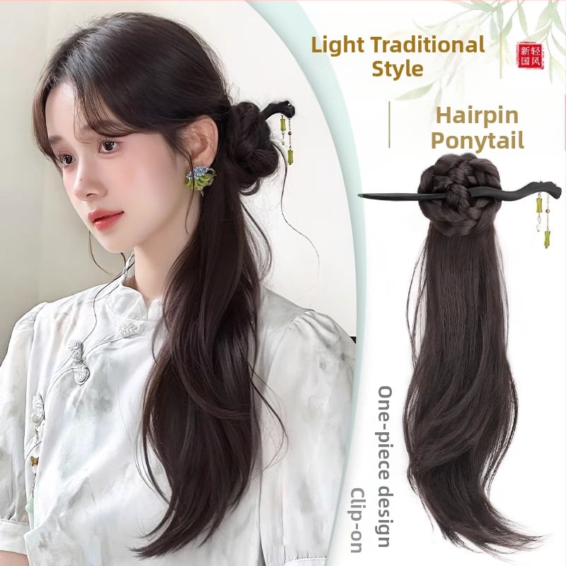 Paruka s chvostom v novom čínskom štýle pre ženy, vlákno odolné voči teplu, nie je možné farbiť, značka Strange, model Gfym ponytail