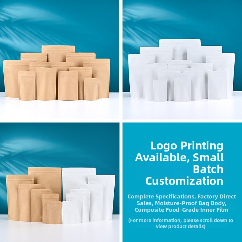 Vrecúško z hliníkovo potiahnutého kraftového papiera, samostojace so ZIP uzáverom a vákuovým uzáverom, potravinové balenie všeobecné (čaj, sušené mäso)