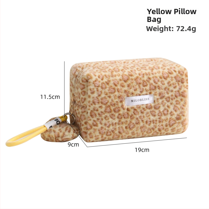 Plüüsist leopardimustriga kosmeetikakott - mitmekülgne, kaasaskantav kosmeetika- ja hoiukott tõmblukuga