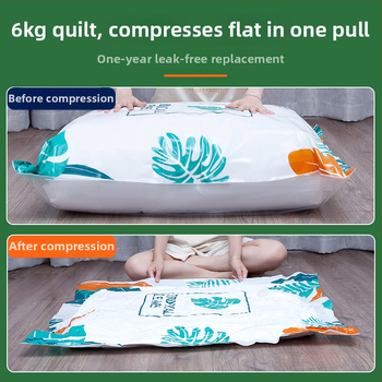 Vakuumska kompresijska vrećica za odjeću – PA+PE materijal, kompresija izvlačenjem zraka, s pumpom, model Green Leaf, Double Fu marka