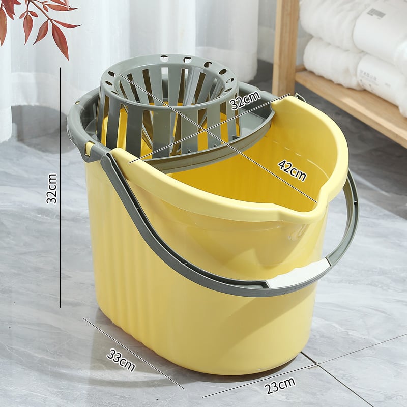 Plastmasas spainis mopam ar atdalāmu nosusināšanas grozu, bezkontakta izspiešana, pastiprināta konstrukcija, nosusināšanas līmenis 80-90%