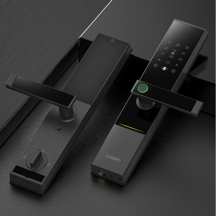 Leisen vodotesná biometrická zámka na bezpečnostné drevené dvere (Model A1; kapacita uložených odtlačkov 100; počet odomknutí >100000; skenovací čas <50 ms; napájanie DC)