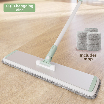 Plakanā mop ar alumīnija sakausējuma teleskopisko rokturi, mikrošķiedra, sausā/mitrā tīrīšana, nestspēja virs 10 kg