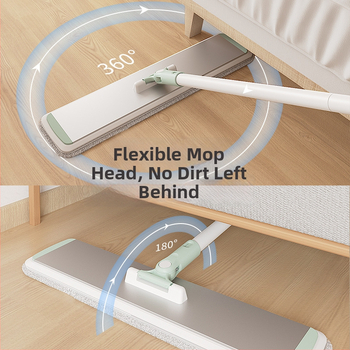 Plakanā mop ar alumīnija sakausējuma teleskopisko rokturi, mikrošķiedra, sausā/mitrā tīrīšana, nestspēja virs 10 kg
