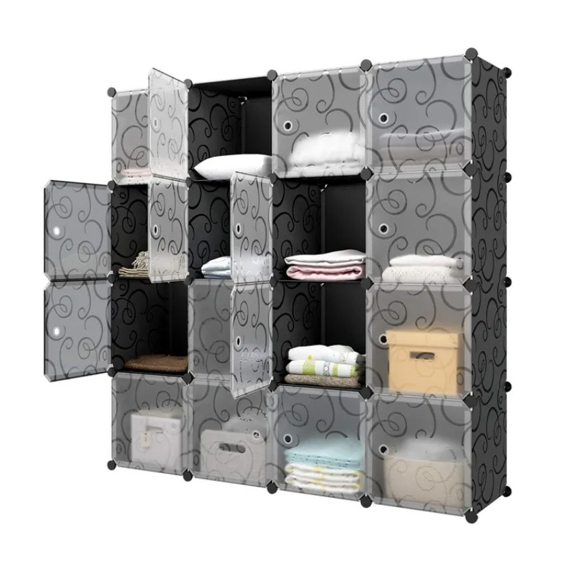 Úložná skriňa, skladacia podlahová skriňa s viacerými policami (100% nový plastový materiál)