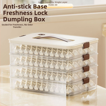 Knedelių saugojimo dėžutė — maisto kokybės, tinkama šaldymui, skaidri, su dangčiu (Plastmasos; šiuolaikiškas ir minimalistinis dizainas)