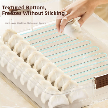 Knedelių saugojimo dėžutė — maisto kokybės, tinkama šaldymui, skaidri, su dangčiu (Plastmasos; šiuolaikiškas ir minimalistinis dizainas)