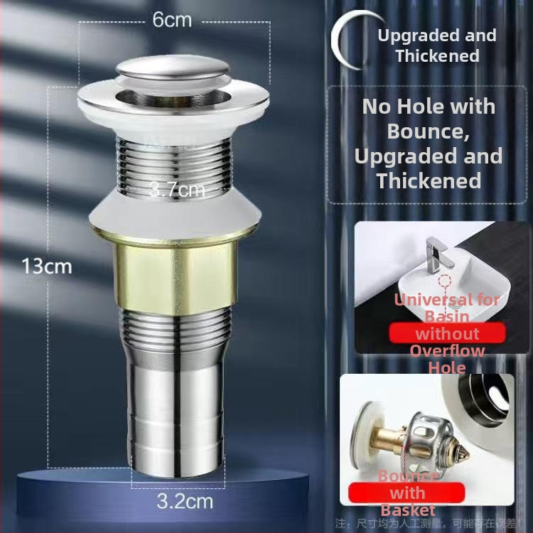 Nerezová oceľová odkvapová súprava pre umývadlo s pop-up mechanizmom, model Short Bounce Drainer, značka Huixin, štýl moderný minimalistický