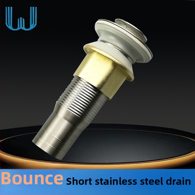 Nerezová oceľová odkvapová súprava pre umývadlo s pop-up mechanizmom, model Short Bounce Drainer, značka Huixin, štýl moderný minimalistický