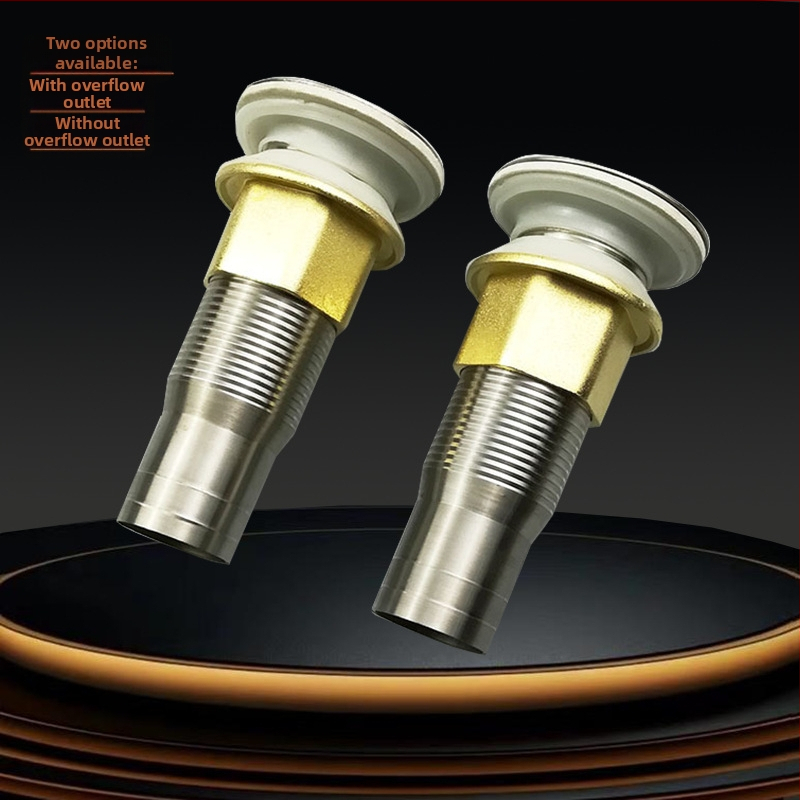 Nerezová oceľová odkvapová súprava pre umývadlo s pop-up mechanizmom, model Short Bounce Drainer, značka Huixin, štýl moderný minimalistický