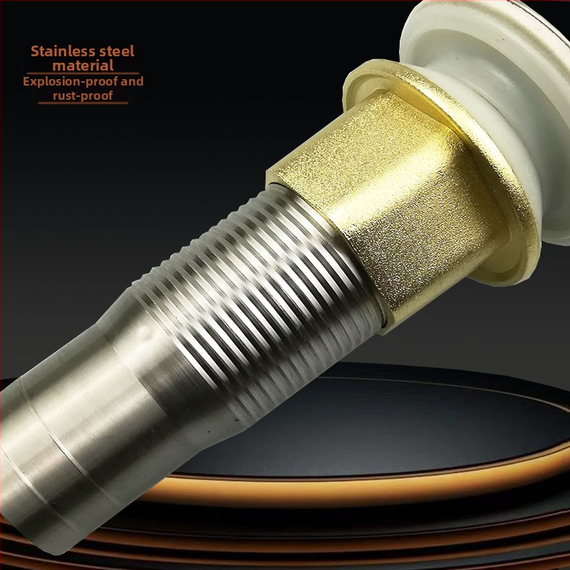 Nerezová oceľová odkvapová súprava pre umývadlo s pop-up mechanizmom, model Short Bounce Drainer, značka Huixin, štýl moderný minimalistický