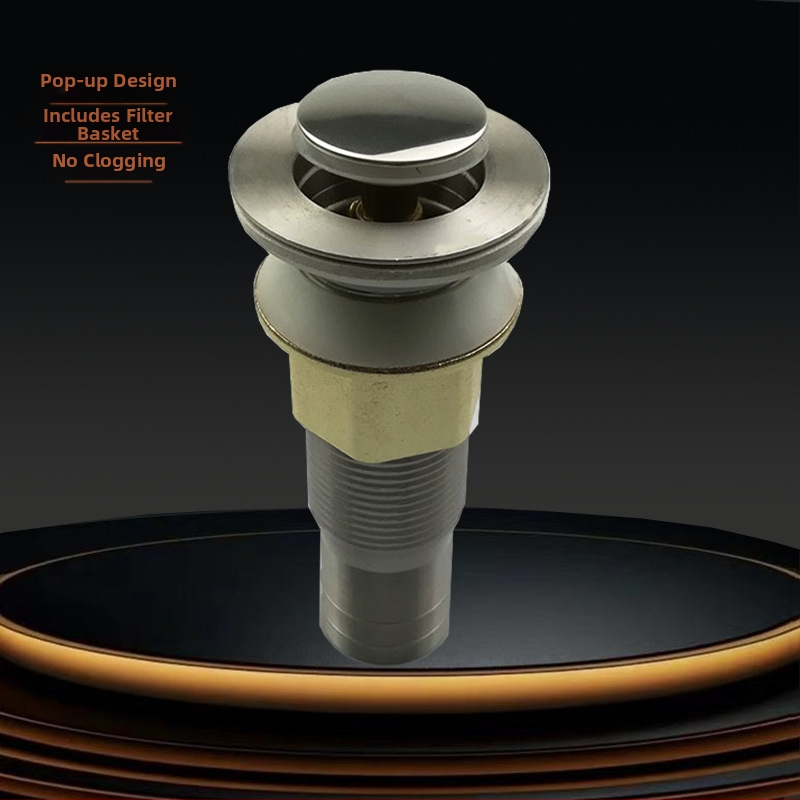 Nerezová oceľová odkvapová súprava pre umývadlo s pop-up mechanizmom, model Short Bounce Drainer, značka Huixin, štýl moderný minimalistický
