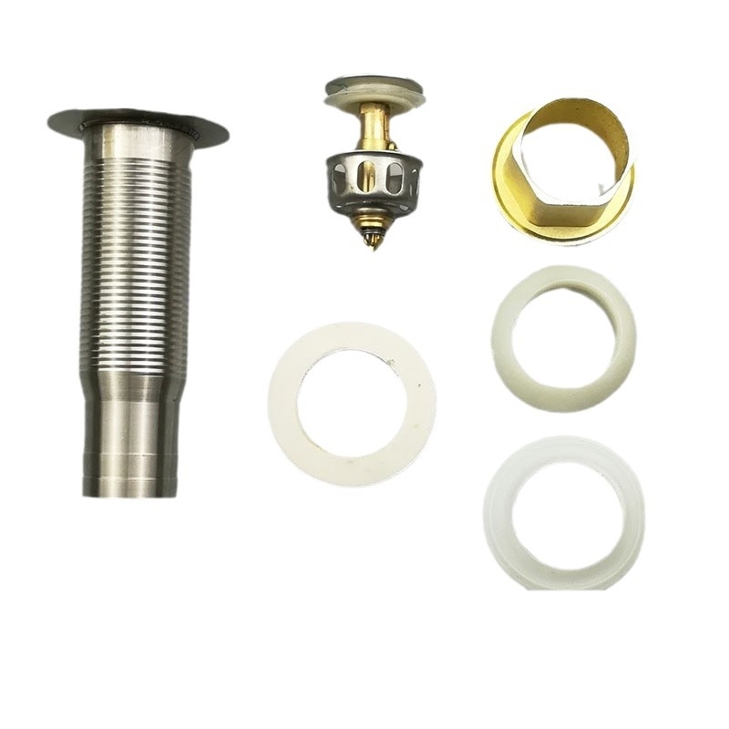 Nerezová oceľová odkvapová súprava pre umývadlo s pop-up mechanizmom, model Short Bounce Drainer, značka Huixin, štýl moderný minimalistický