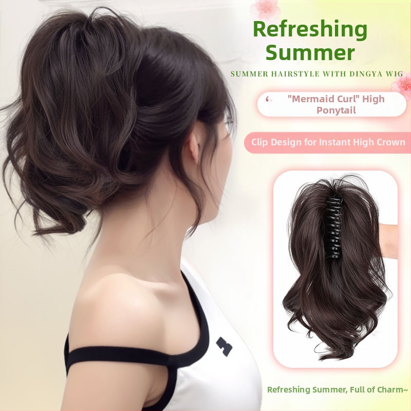 Paruka s konjskim repom, vodopádový dizajn, vysoká koruna, syntetické vlasy odolné voči teplu, nie je vhodná na farbenie ani žehlenie