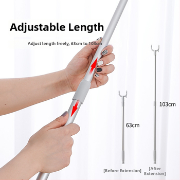 Teleskopická vidlica na oblečenie pre domáce použitie — sušiaca tyč z PP a vesmírneho hliníka, na balkón