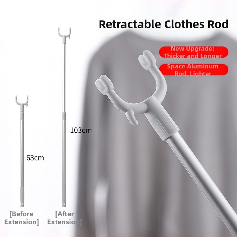 Teleskopická vidlica na oblečenie pre domáce použitie — sušiaca tyč z PP a vesmírneho hliníka, na balkón