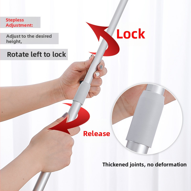 Teleskopiska drēbju dakšiņa mājsaimniecībai — žāvēšanas stienis no PP un kosmiskā alumīnija, balkona lietošanai