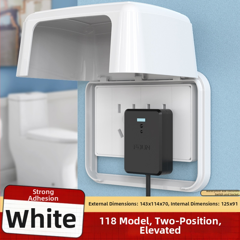 FDUN 118 tipo universalus dviejų polių atsparus vandeniui kištukų dangtelis, jungčių dėžutė išmaniajai tualetei ir karšto vandens boileriui