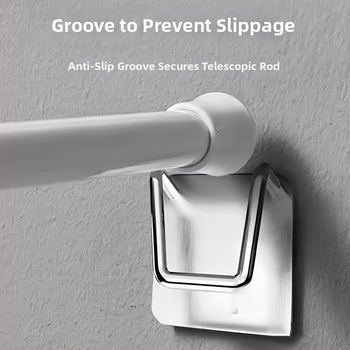 Kovový teleskopický steny držiak na tyč závesu s lepiacim klipom pre sušenie prádla na balkóne