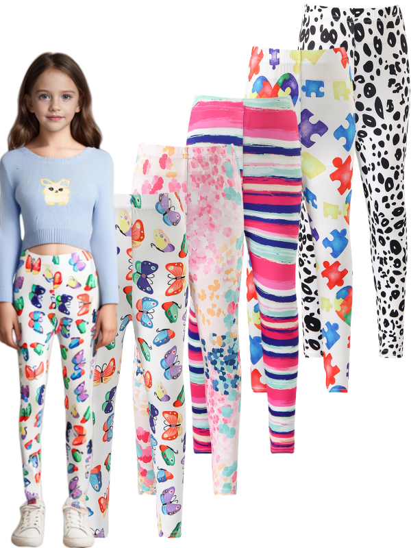 Pantaloni cropped pentru fetițe, vară: ușori și respirabili, poliester, talie joasă cu elastic, pentru copii 3–8 ani