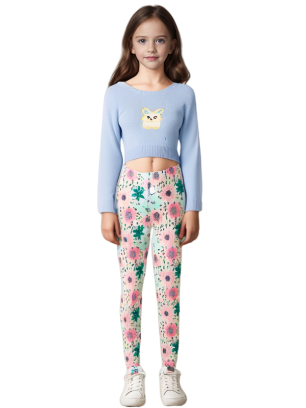 Pantaloni cropped pentru fetițe, vară: ușori și respirabili, poliester, talie joasă cu elastic, pentru copii 3–8 ani