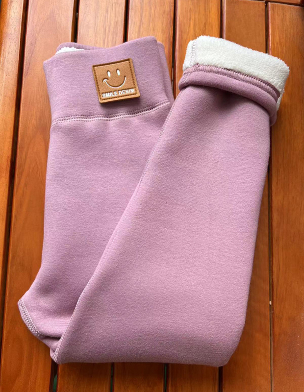 Colanți pentru fete din bumbac, căptușeală fleece, talie înaltă, căldură de iarnă, material moale