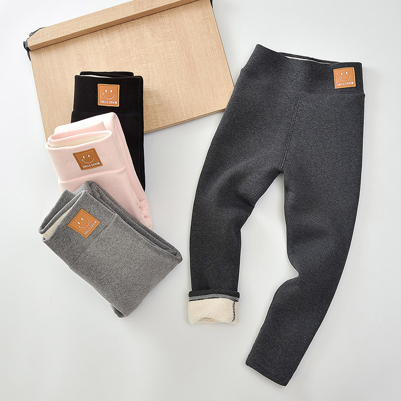 Colanți pentru fete din bumbac, căptușeală fleece, talie înaltă, căldură de iarnă, material moale
