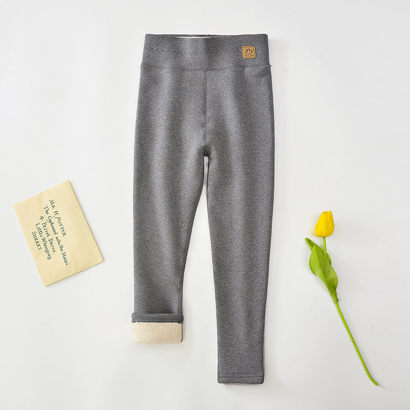 Colanți pentru fete din bumbac, căptușeală fleece, talie înaltă, căldură de iarnă, material moale