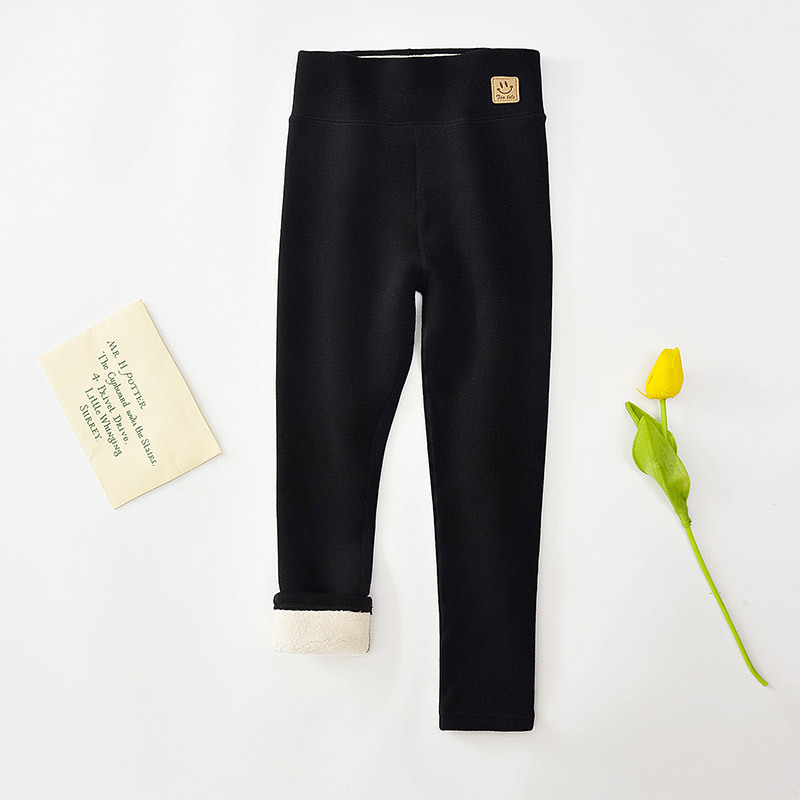 Colanți pentru fete din bumbac, căptușeală fleece, talie înaltă, căldură de iarnă, material moale