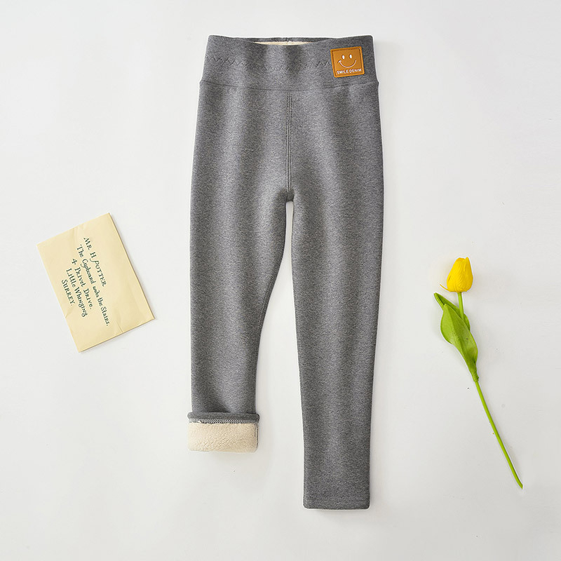 Colanți pentru fete din bumbac, căptușeală fleece, talie înaltă, căldură de iarnă, material moale