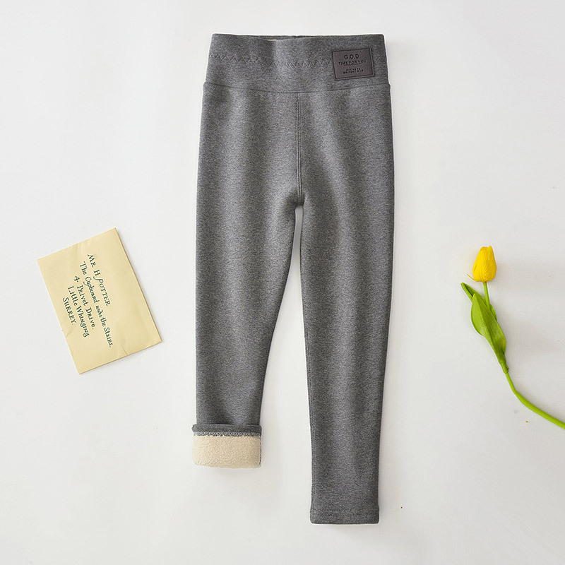 Colanți pentru fete din bumbac, căptușeală fleece, talie înaltă, căldură de iarnă, material moale