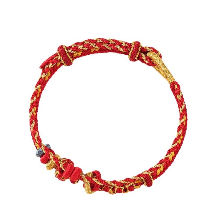 Divslāņu auklas rokassprādze, adīta ar rokām, pusfabrikāts, saderīga ar zelta DIY piederumiem, etniskā stila, unisex, individuāli iepakota, pavasaris 2024