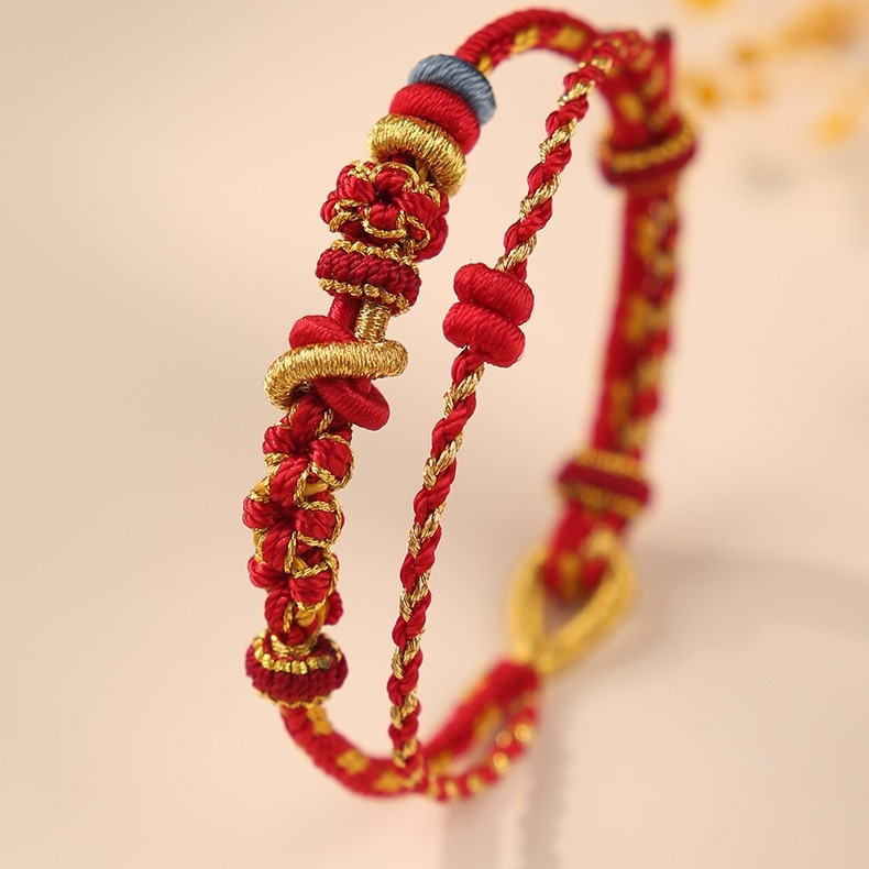 Divslāņu auklas rokassprādze, adīta ar rokām, pusfabrikāts, saderīga ar zelta DIY piederumiem, etniskā stila, unisex, individuāli iepakota, pavasaris 2024