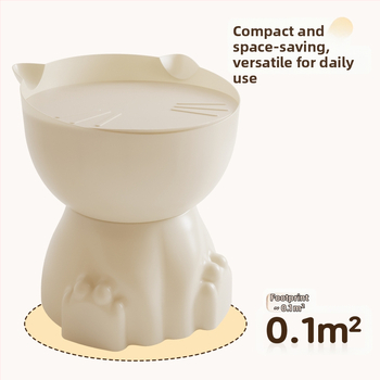 Katės letenos formos naktinis staliukas, plastmasinis viršus, apvalūs kampai, saugyklos skyriai, visiškai surinktas