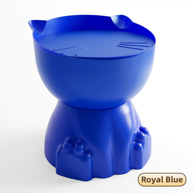 Katės letenos formos naktinis staliukas, plastmasinis viršus, apvalūs kampai, saugyklos skyriai, visiškai surinktas