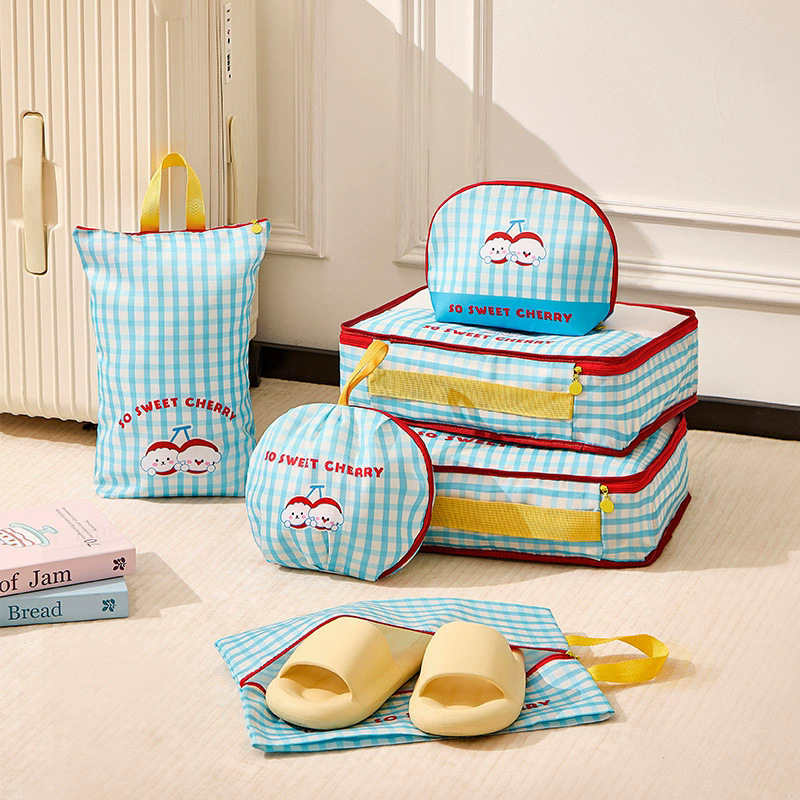 Geantă de depozitare pentru călătorii, pliabilă, capacitate mare, formă cub, din tarpaulin, ultra-ușoară, stil desen animat drăguț