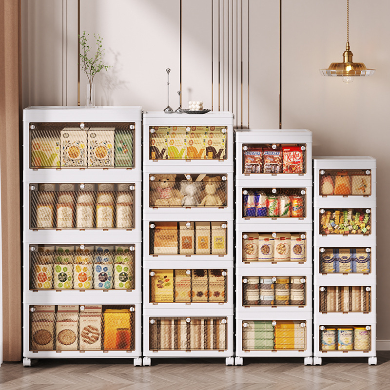 Πτυσσόμενος πολυεπίπεδος ντουλάπι αποθήκευσης με ενσωματωτή πόρτα, PP πλαστικό, 35L χωρητικότητα, ρόδες, χωρίς εγκατάσταση, ντουλάπι για ρούχα και παιδικά αντικείμενα