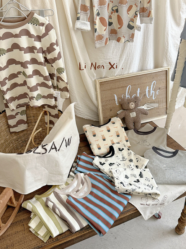 88121 Gyermek pizsama készlet, Biztonsági osztály A, Pamutkeverék (92% pamut, 8% spandex), Uniszex, Koreai stílus, 2025 ősz