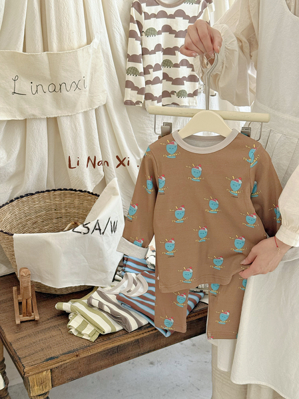 88121 Gyermek pizsama készlet, Biztonsági osztály A, Pamutkeverék (92% pamut, 8% spandex), Uniszex, Koreai stílus, 2025 ősz