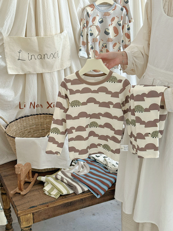 88121 Gyermek pizsama készlet, Biztonsági osztály A, Pamutkeverék (92% pamut, 8% spandex), Uniszex, Koreai stílus, 2025 ősz