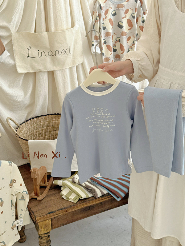 88121 Gyermek pizsama készlet, Biztonsági osztály A, Pamutkeverék (92% pamut, 8% spandex), Uniszex, Koreai stílus, 2025 ősz